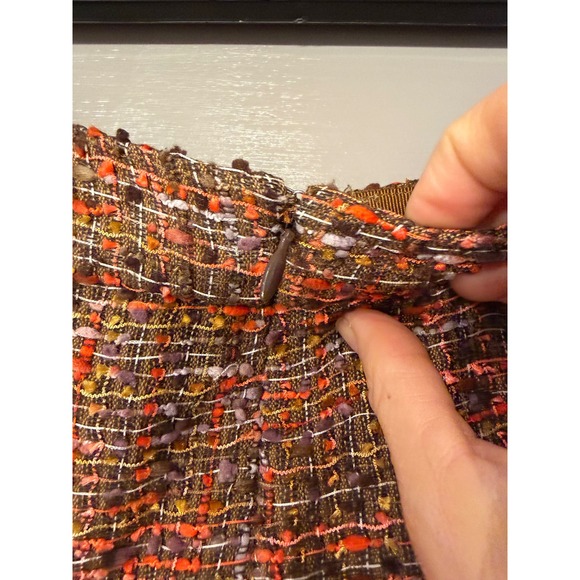 J. CREW The Pencil Skirt Tweed Orange Brown Multi Color‎ Size 2 - Picture 3 of 9